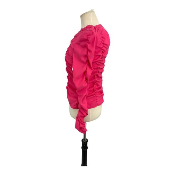 TopShop Ruched Long Sleeve Shirred Top Pink Size 6 NWOT $55 MSRP - Picture 5 of 8